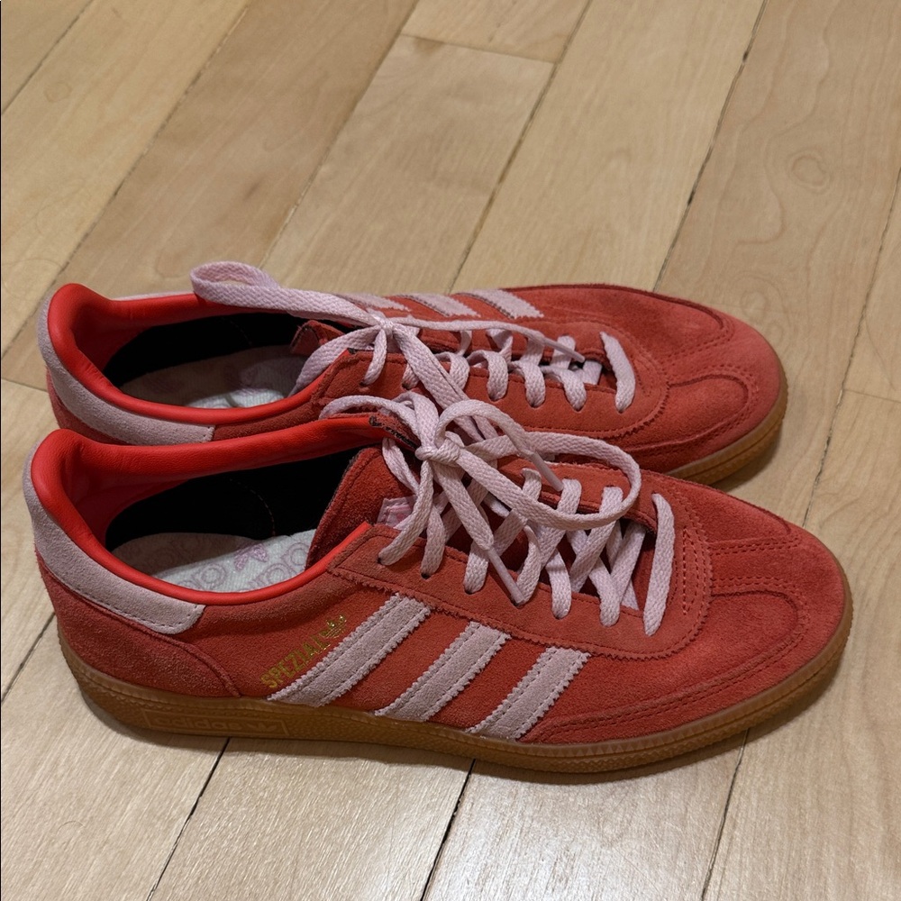 adidas Women Sneakers in Coral Red with Pink Stripes